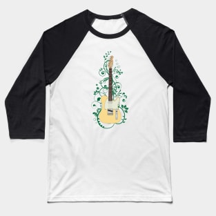 Buttercream T-Style Electric Guitar Flowering Vines Baseball T-Shirt